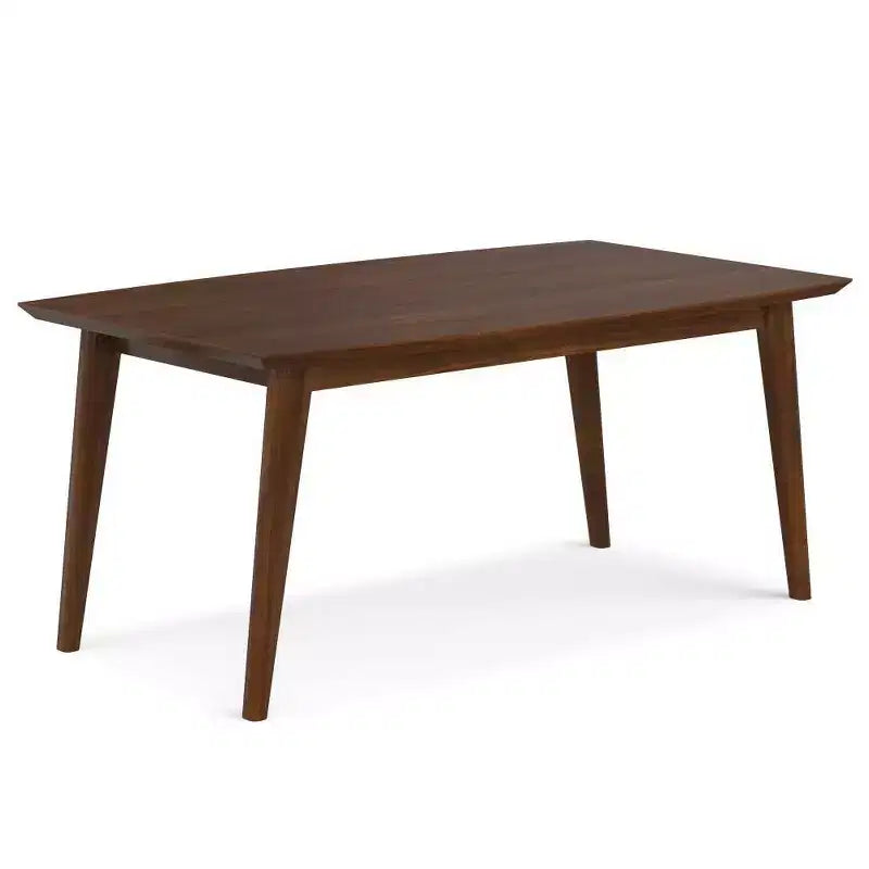 Table de salle à manger rectangulaire du milieu du siècle, cadre en bois d'hévéa, 6 places, marron, 167,6 cm (L) x 101,6 cm (P)