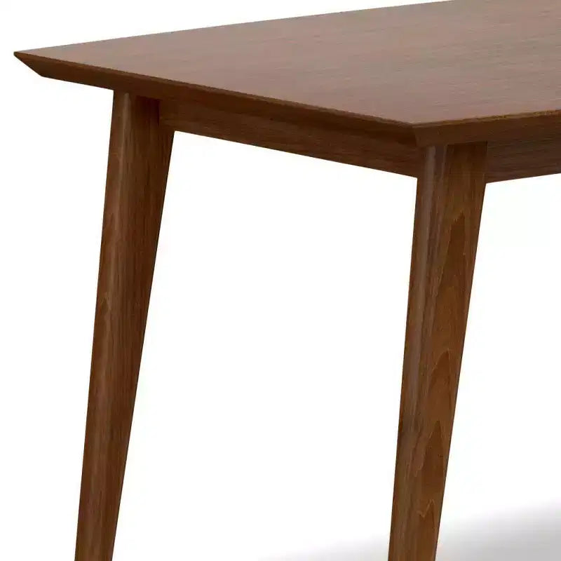 Table de salle à manger rectangulaire du milieu du siècle, cadre en bois d'hévéa, 6 places, marron, 167,6 cm (L) x 101,6 cm (P)