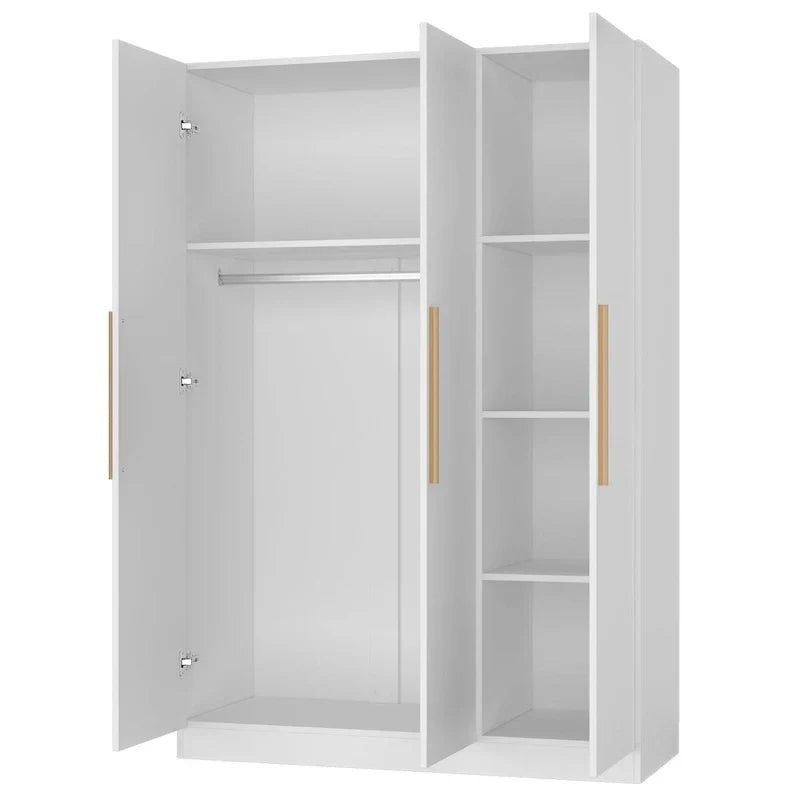 Armoire de rangement en bois avec 6 cubes de rangement et tringle à vêtements