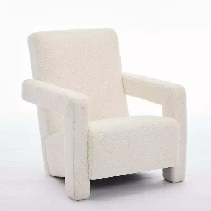 Fauteuil d'appoint moderne en polaire d'agneau rembourré de 73,9 cm pour salon, salle de maquillage et chambre à coucher