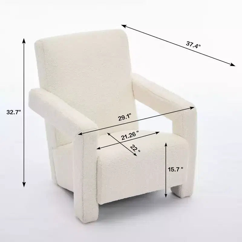 Fauteuil d'appoint moderne en polaire d'agneau rembourré de 73,9 cm pour salon, salle de maquillage et chambre à coucher