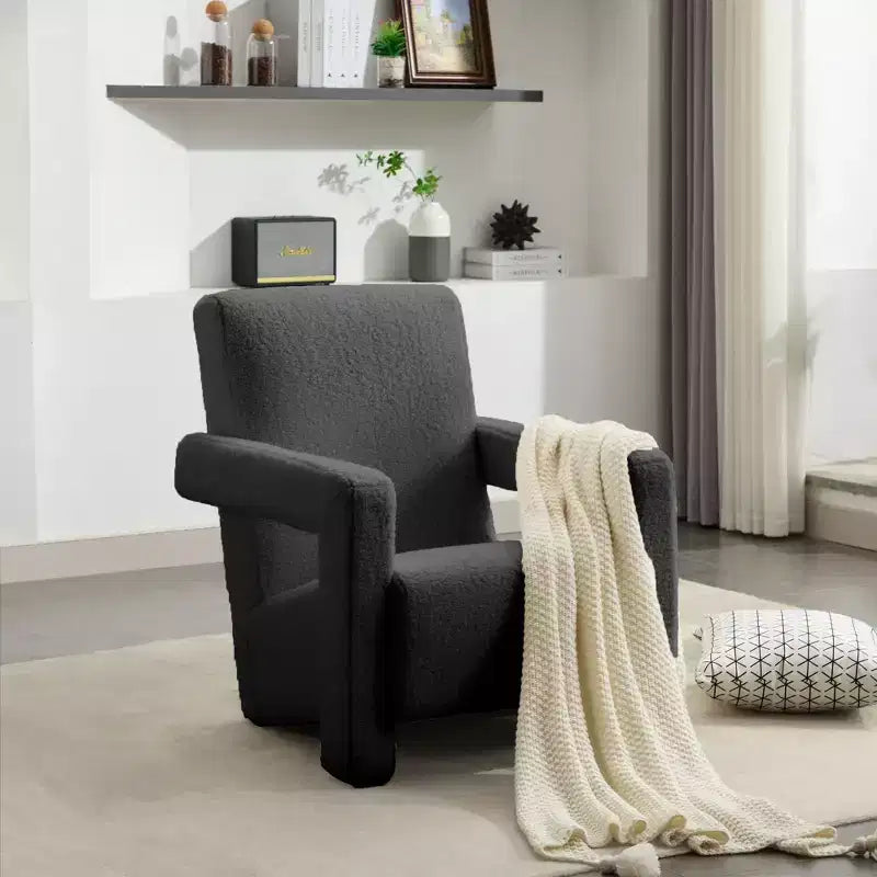Fauteuil d'appoint moderne en polaire d'agneau rembourré de 73,9 cm pour salon, salle de maquillage et chambre à coucher