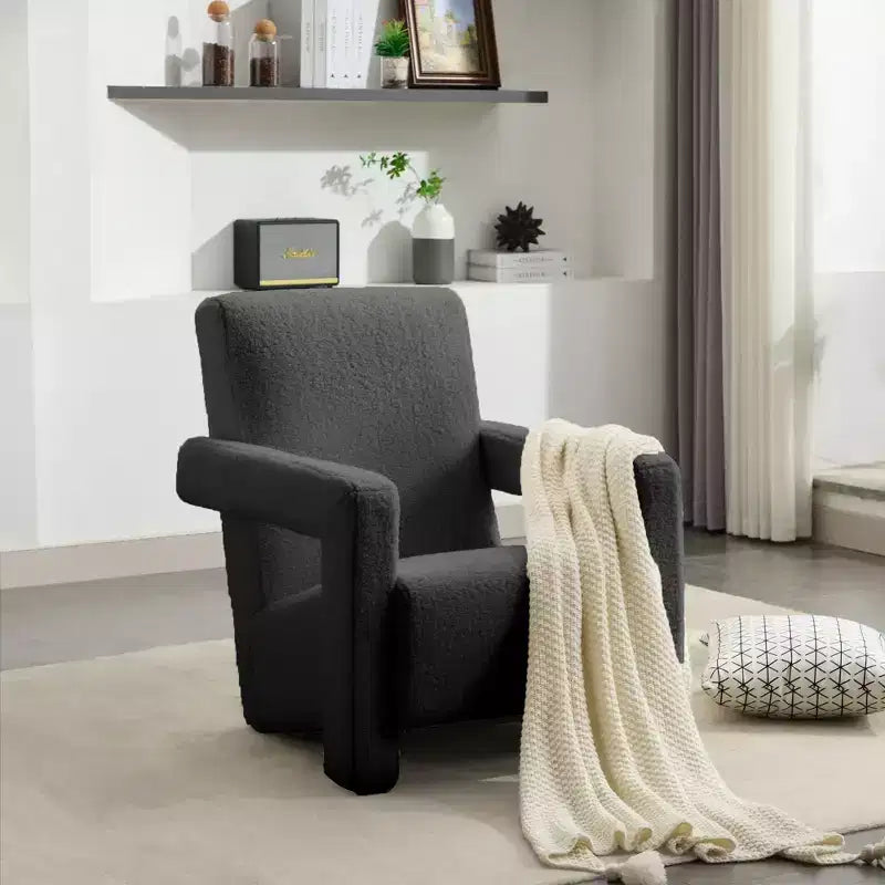 Fauteuil d'appoint moderne en polaire d'agneau rembourré de 73,9 cm pour salon, salle de maquillage et chambre à coucher