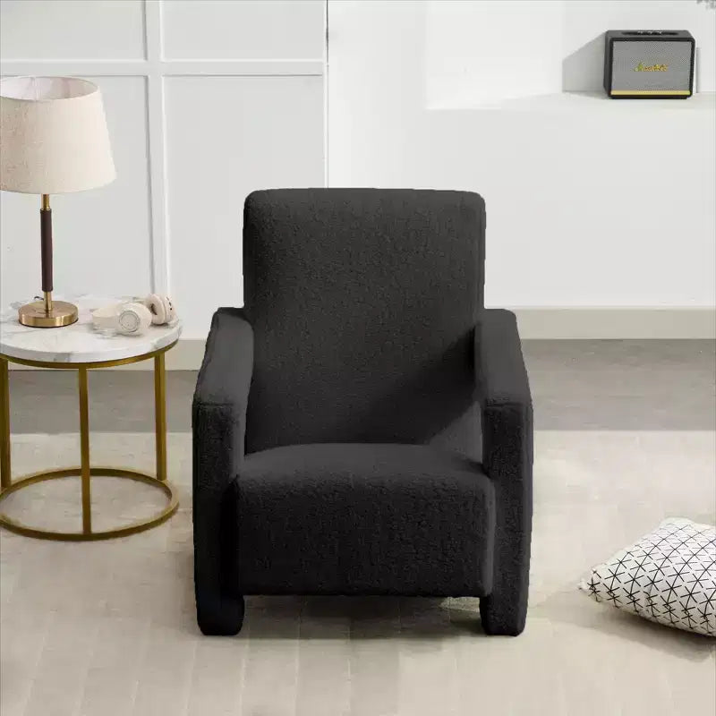 Fauteuil d'appoint moderne en polaire d'agneau rembourré de 73,9 cm pour salon, salle de maquillage et chambre à coucher