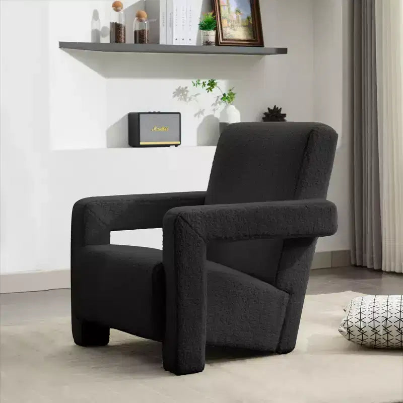 Fauteuil d'appoint moderne en polaire d'agneau rembourré de 73,9 cm pour salon, salle de maquillage et chambre à coucher