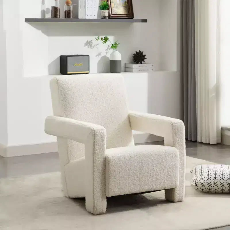 Fauteuil d'appoint moderne en polaire d'agneau rembourré de 73,9 cm pour salon, salle de maquillage et chambre à coucher