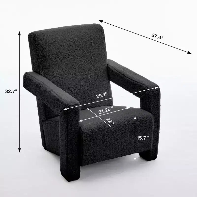 Fauteuil d'appoint moderne en polaire d'agneau rembourré de 73,9 cm pour salon, salle de maquillage et chambre à coucher