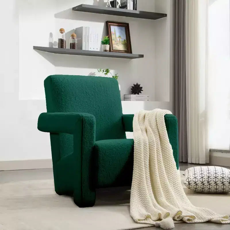Fauteuil d'appoint moderne en polaire d'agneau rembourré de 73,9 cm pour salon, salle de maquillage et chambre à coucher