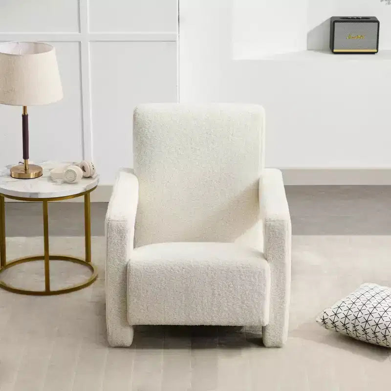 Fauteuil d'appoint moderne en polaire d'agneau rembourré de 73,9 cm pour salon, salle de maquillage et chambre à coucher