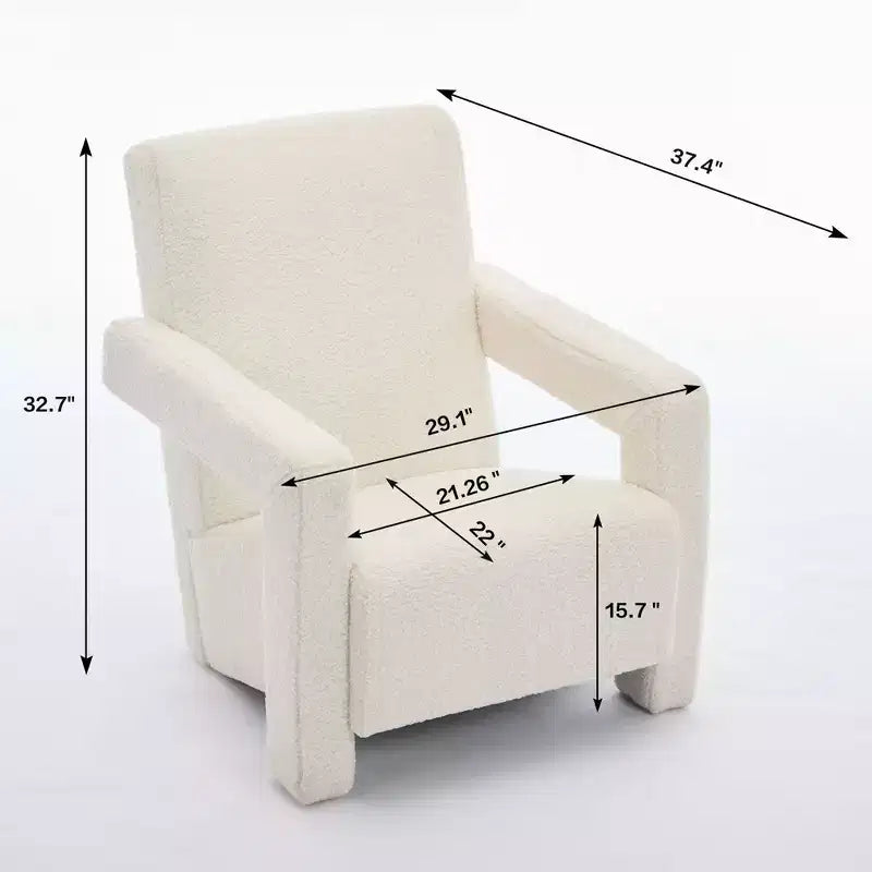 Fauteuil d'appoint moderne en polaire d'agneau rembourré de 73,9 cm pour salon, salle de maquillage et chambre à coucher