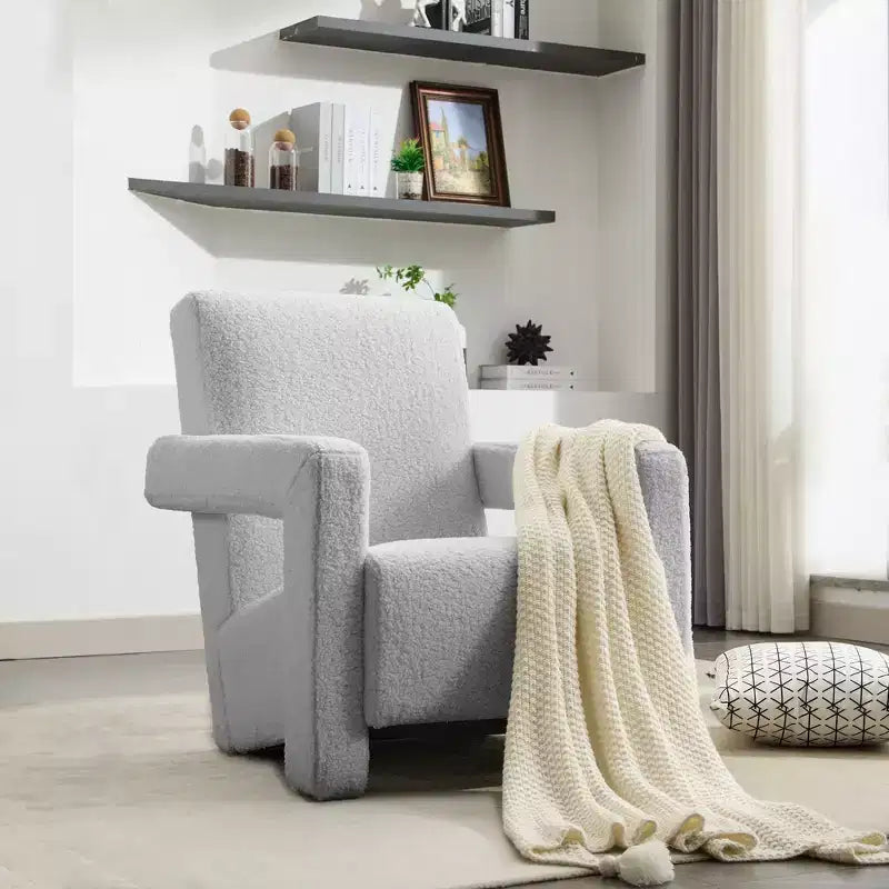 Fauteuil d'appoint moderne en polaire d'agneau rembourré de 73,9 cm pour salon, salle de maquillage et chambre à coucher