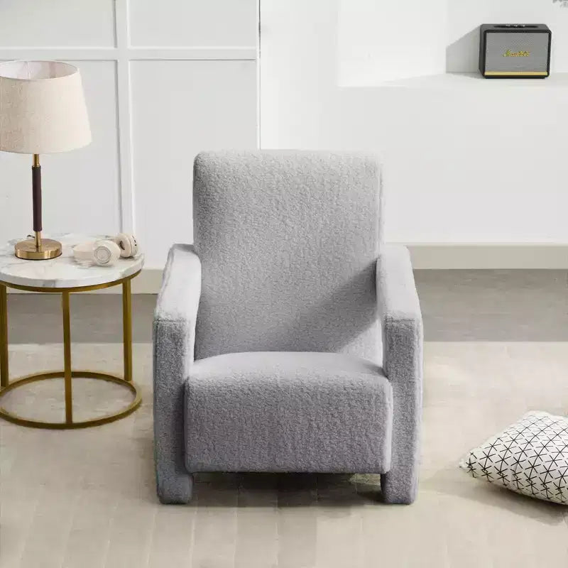Fauteuil d'appoint moderne en polaire d'agneau rembourré de 73,9 cm pour salon, salle de maquillage et chambre à coucher