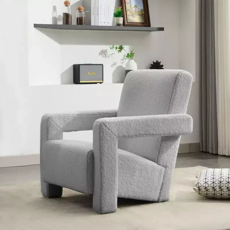Fauteuil d'appoint moderne en polaire d'agneau rembourré de 73,9 cm pour salon, salle de maquillage et chambre à coucher