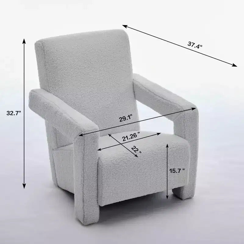 Fauteuil d'appoint moderne en polaire d'agneau rembourré de 73,9 cm pour salon, salle de maquillage et chambre à coucher