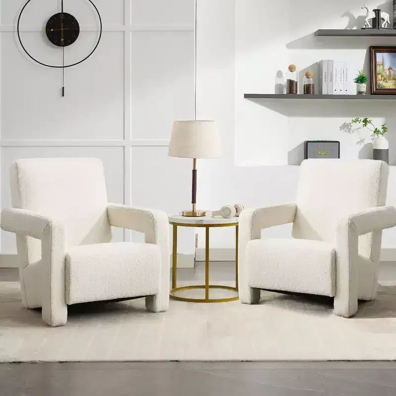 Fauteuil d'appoint moderne en polaire d'agneau rembourré de 73,9 cm pour salon, salle de maquillage et chambre à coucher