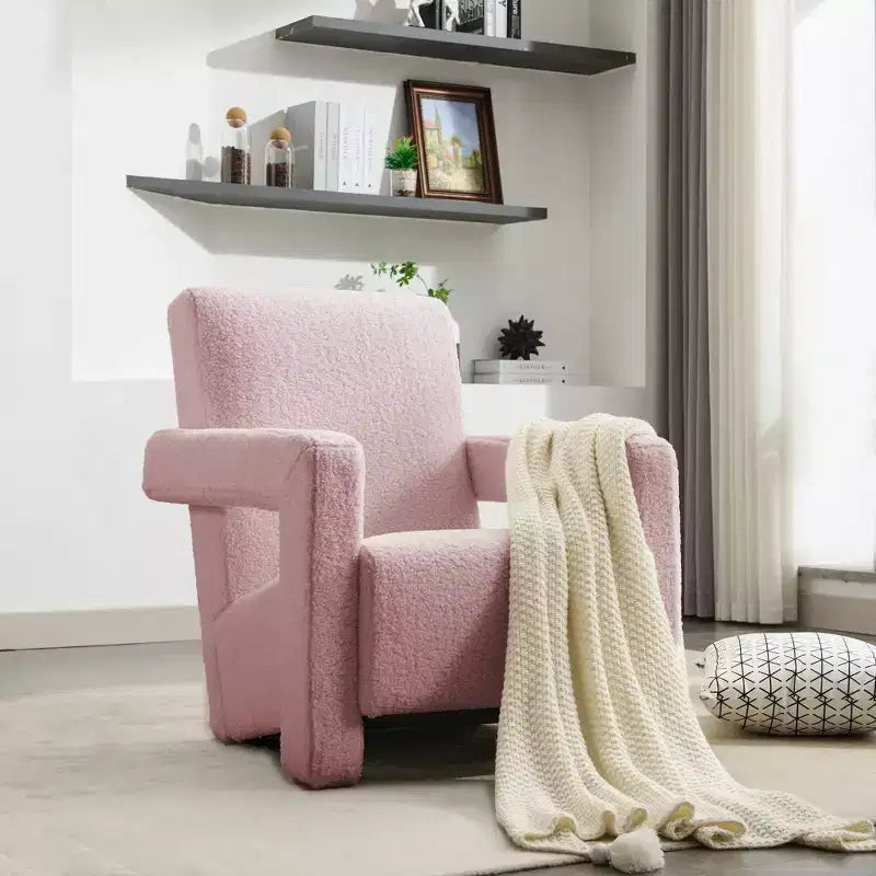 Fauteuil d'appoint moderne en polaire d'agneau rembourré de 73,9 cm pour salon, salle de maquillage et chambre à coucher