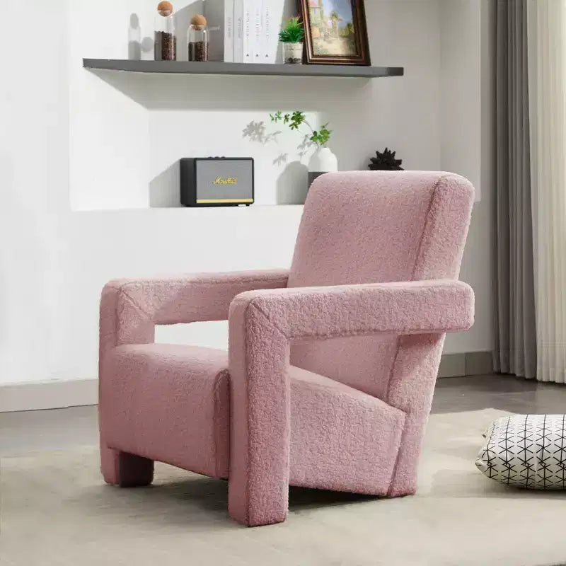 Fauteuil d'appoint moderne en polaire d'agneau rembourré de 73,9 cm pour salon, salle de maquillage et chambre à coucher