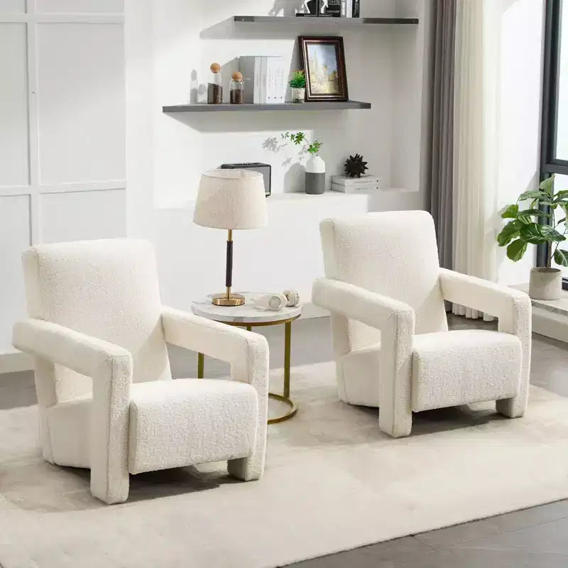 Fauteuil d'appoint moderne en polaire d'agneau rembourré de 73,9 cm pour salon, salle de maquillage et chambre à coucher