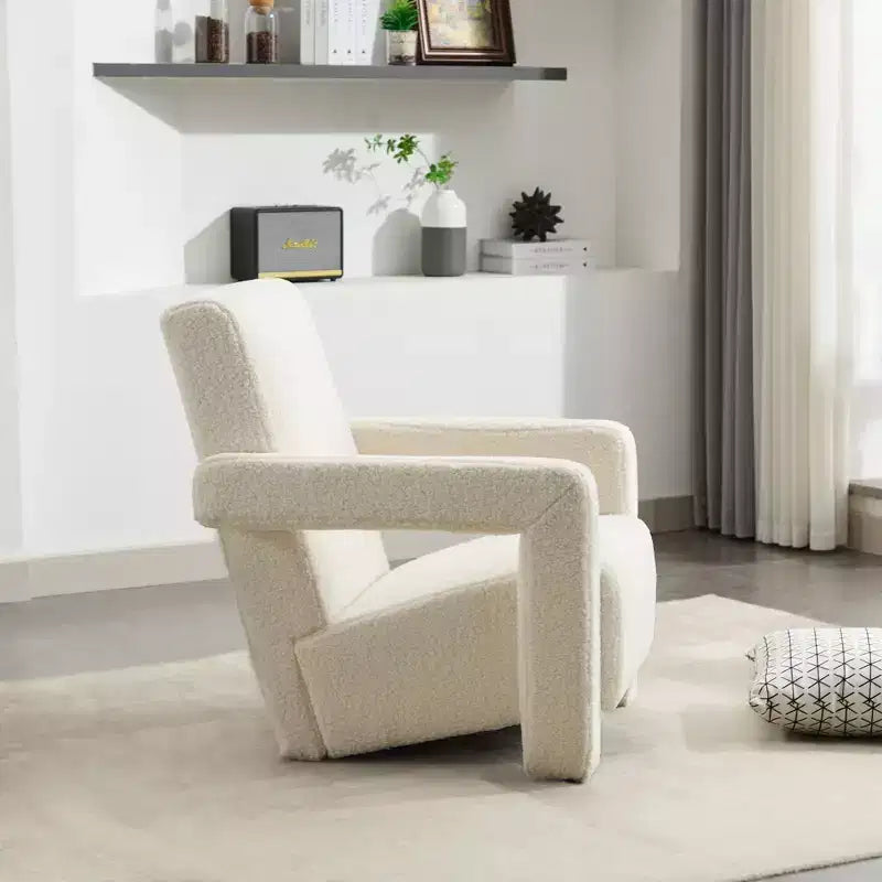 Fauteuil d'appoint moderne en polaire d'agneau rembourré de 73,9 cm pour salon, salle de maquillage et chambre à coucher
