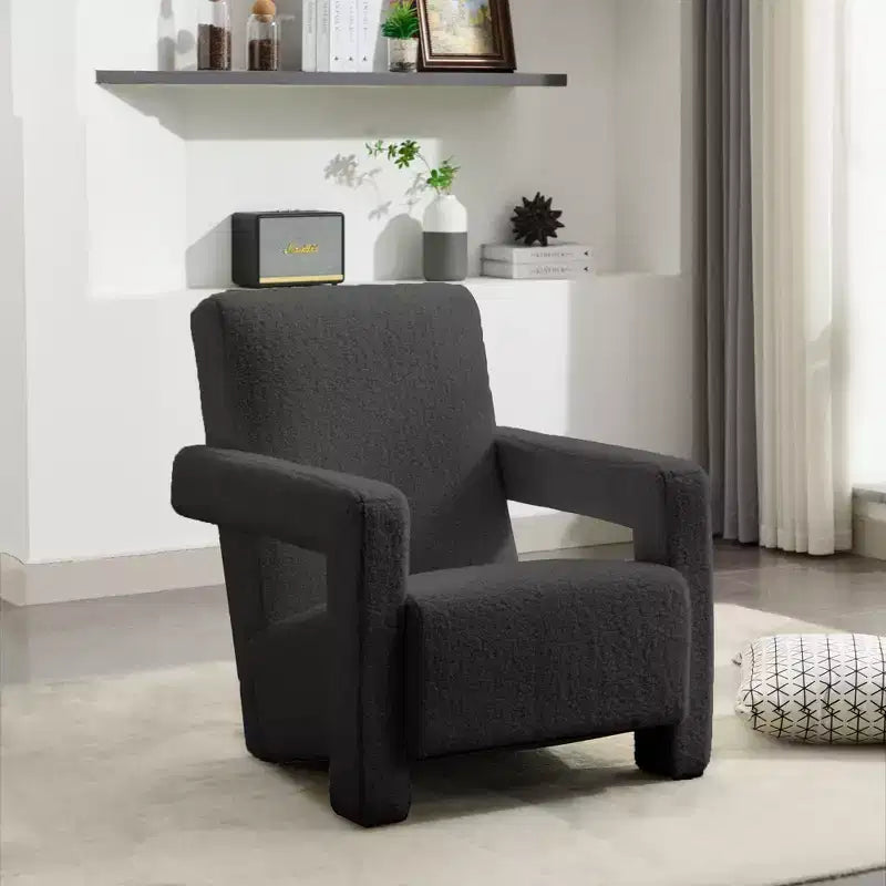 Fauteuil d'appoint moderne en polaire d'agneau rembourré de 73,9 cm pour salon, salle de maquillage et chambre à coucher