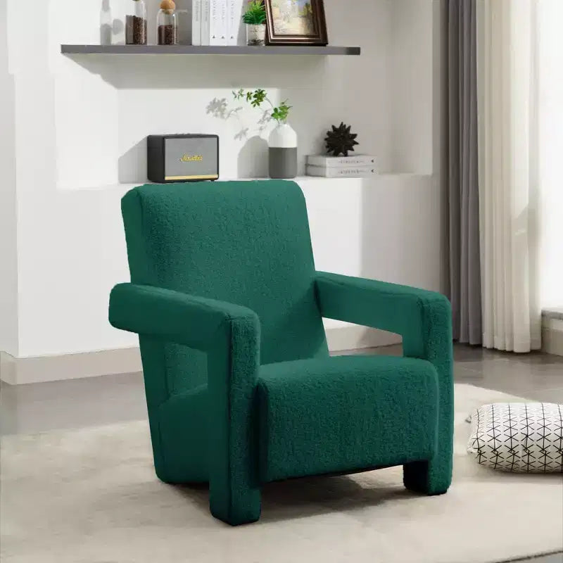 Fauteuil d'appoint moderne en polaire d'agneau rembourré de 73,9 cm pour salon, salle de maquillage et chambre à coucher