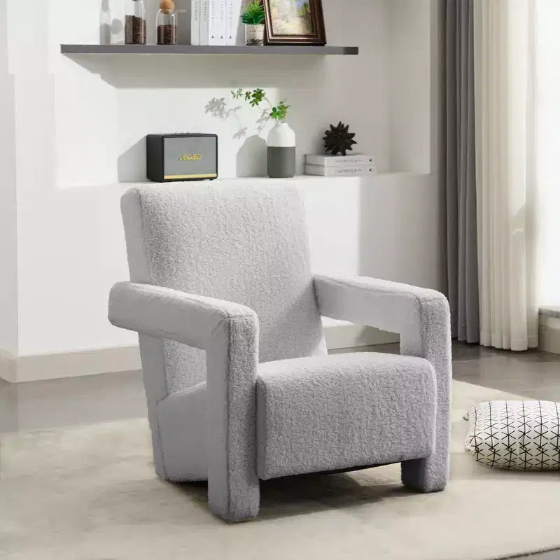 Fauteuil d'appoint moderne en polaire d'agneau rembourré de 73,9 cm pour salon, salle de maquillage et chambre à coucher
