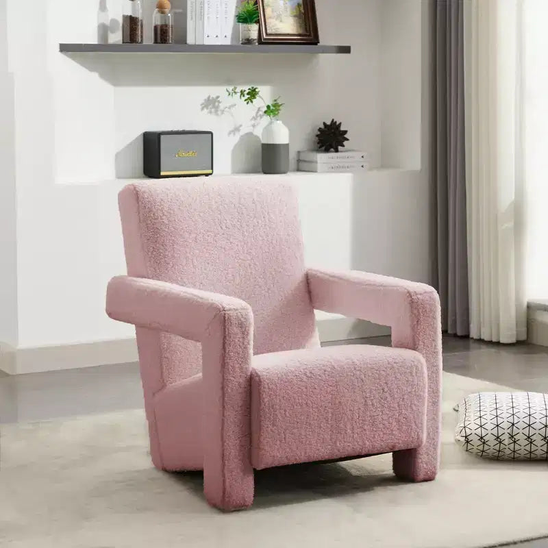 Fauteuil d'appoint moderne en polaire d'agneau rembourré de 73,9 cm pour salon, salle de maquillage et chambre à coucher