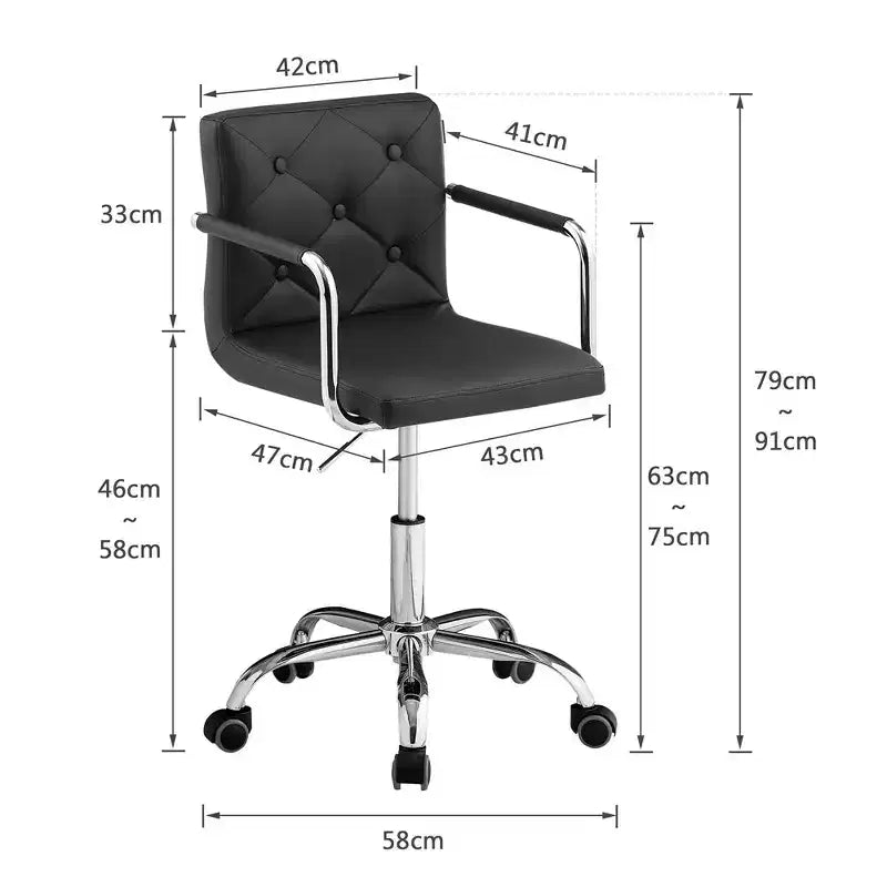 Chaise de bureau roulante pour bureau à domicile, hauteur réglable, pivotante à 360°, assise moelleuse