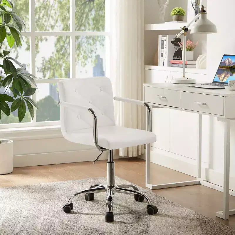 Chaise de bureau roulante pour bureau à domicile, hauteur réglable, pivotante à 360°, assise moelleuse