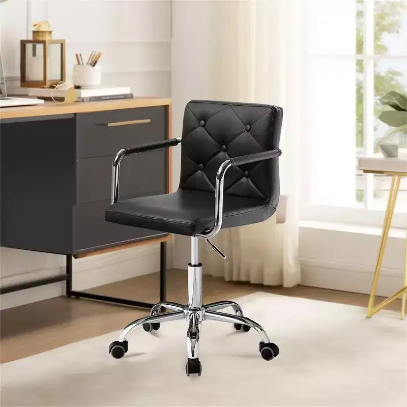 Chaise de bureau roulante pour bureau à domicile, hauteur réglable, pivotante à 360°, assise moelleuse