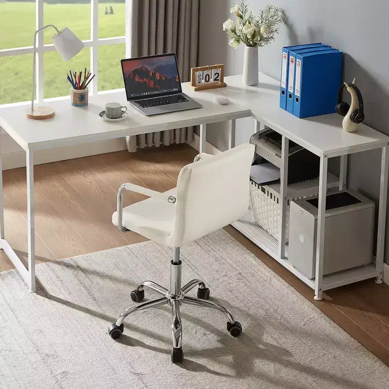 Chaise de bureau roulante pour bureau à domicile, hauteur réglable, pivotante à 360°, assise moelleuse