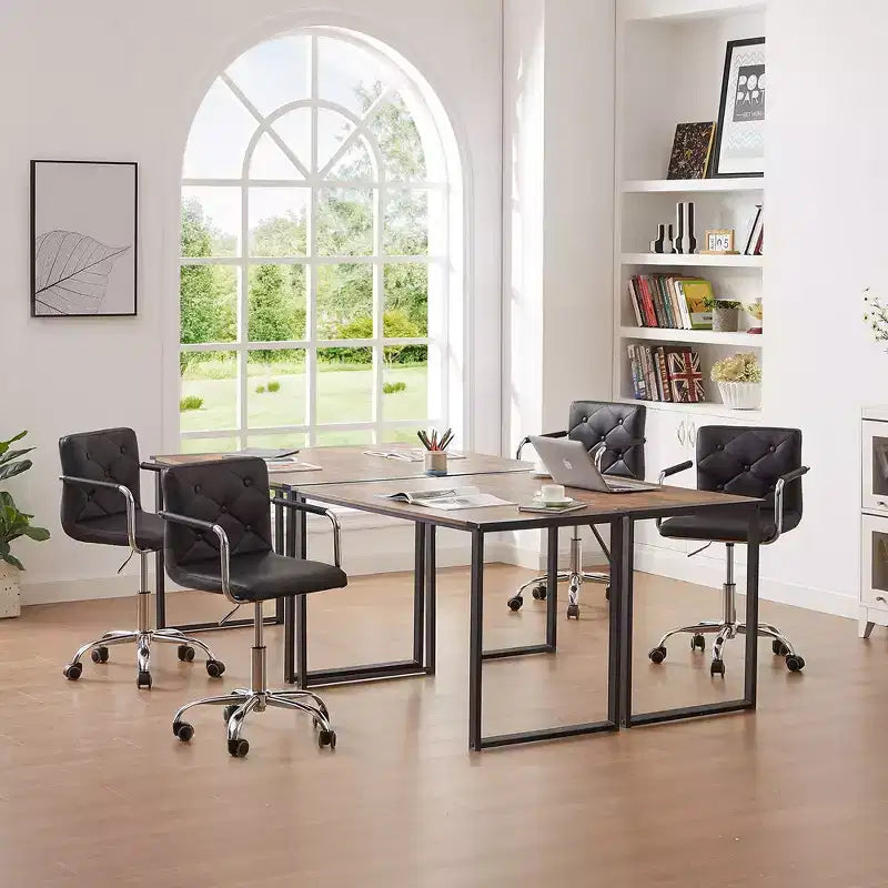 Chaise de bureau roulante pour bureau à domicile, hauteur réglable, pivotante à 360°, assise moelleuse
