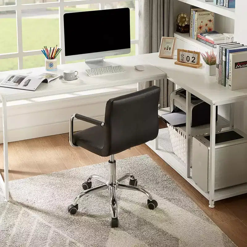 Chaise de bureau roulante pour bureau à domicile, hauteur réglable, pivotante à 360°, assise moelleuse