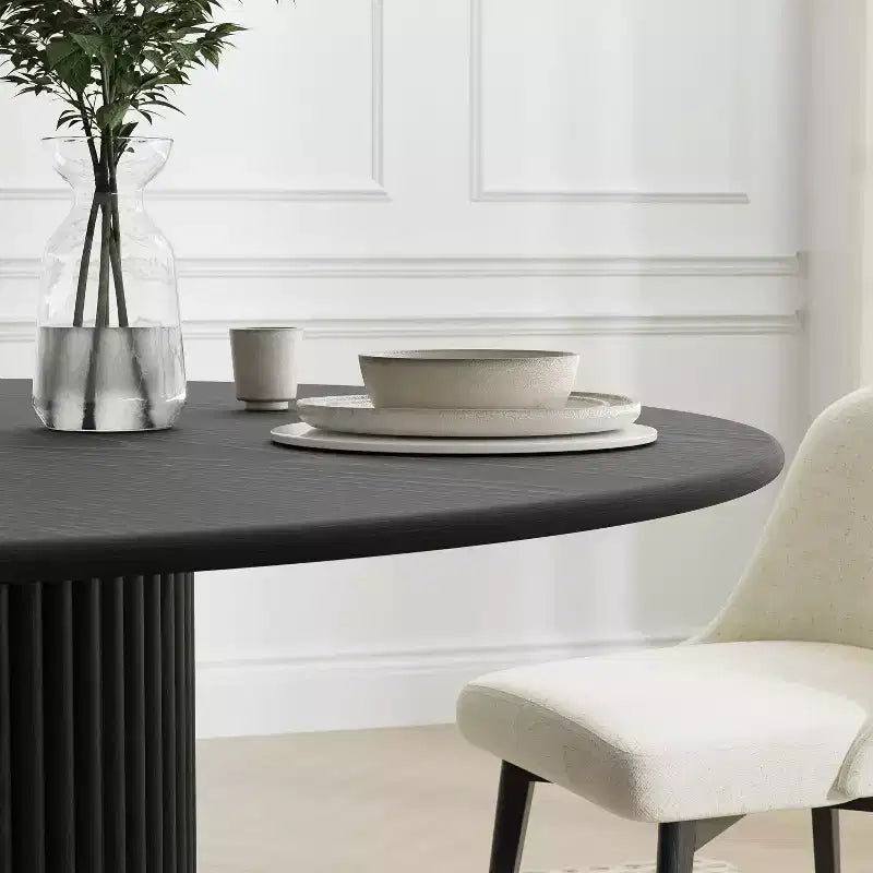 Table à manger ronde moderne, pieds en bois massif, table de cuisine pour 2-4 personnes, plusieurs tailles