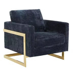 LeisureMod Lincoln Accent Arm Chair Upholstered in Boucle with Gold Stainless Steel Frame