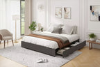 Upholstered Platform Bed Frame with 4 Storage Drawers, Platform Bed Frame with Mattress Foundation Strong Wooden,No Box Spring Needed