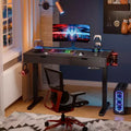 Bestier 47 x 24 Inch Electric Standing Desk with Double Drawers and LED Light for Home Office, Height Adjustable Desk, Computer Desk