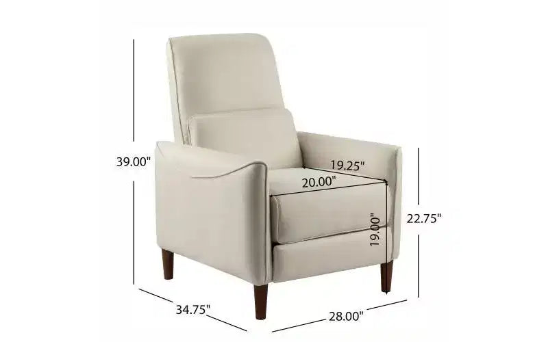 Fauteuil inclinable rembourré avec pieds coniques en bois d'hévéa, fauteuil d'appoint pour salon