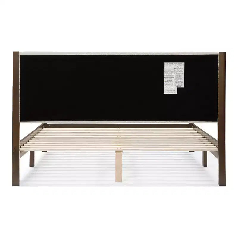Lit plateforme Queen Belna avec revêtement en tissu bouclette, sommier tapissier non requis