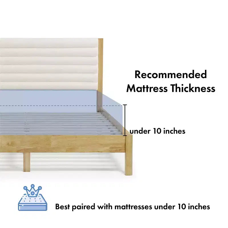Lit plateforme Queen Belna avec revêtement en tissu bouclette, sommier tapissier non requis