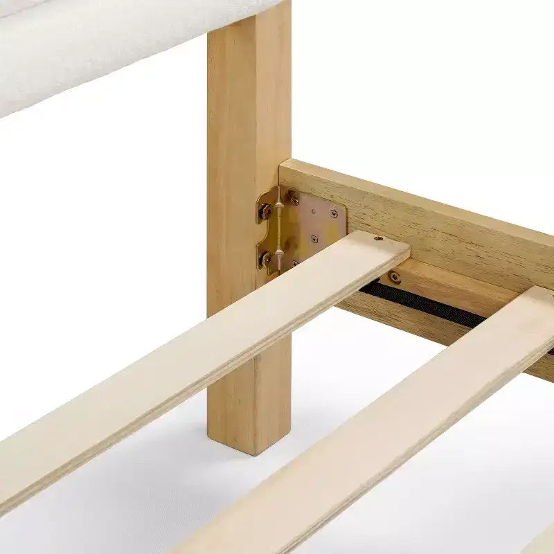 Lit plateforme Queen Belna avec revêtement en tissu bouclette, sommier tapissier non requis