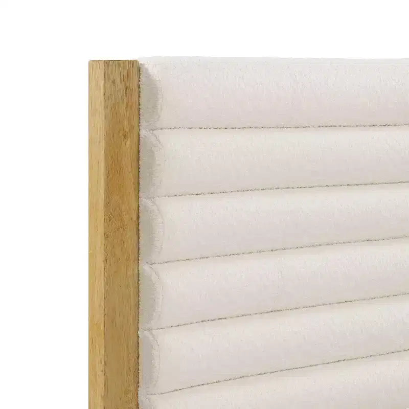Lit plateforme Queen Belna avec revêtement en tissu bouclette, sommier tapissier non requis