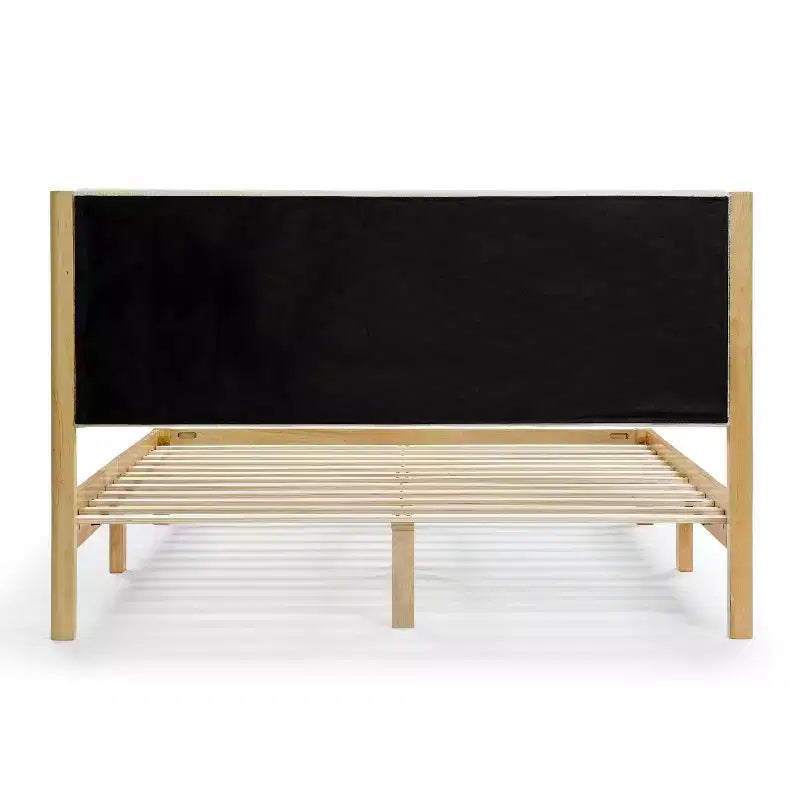 Lit plateforme Queen Belna avec revêtement en tissu bouclette, sommier tapissier non requis