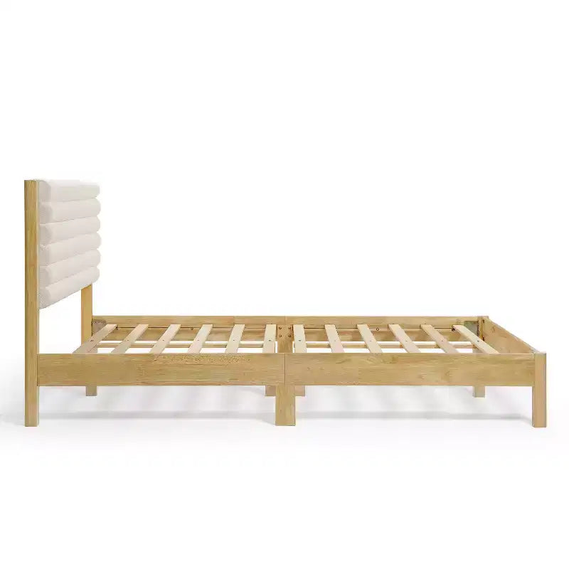 Lit plateforme Queen Belna avec revêtement en tissu bouclette, sommier tapissier non requis