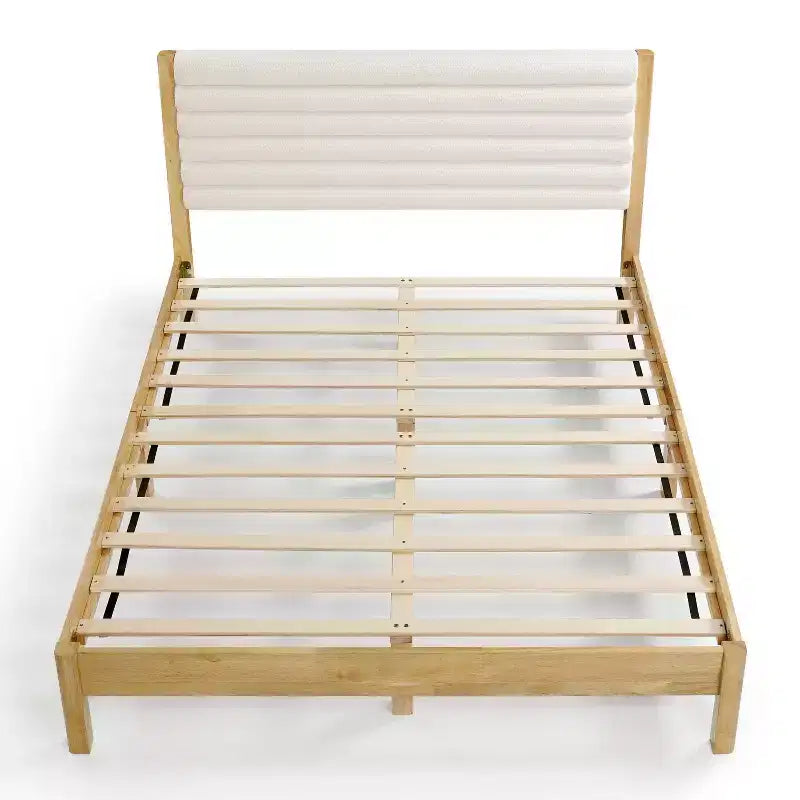 Lit plateforme Queen Belna avec revêtement en tissu bouclette, sommier tapissier non requis
