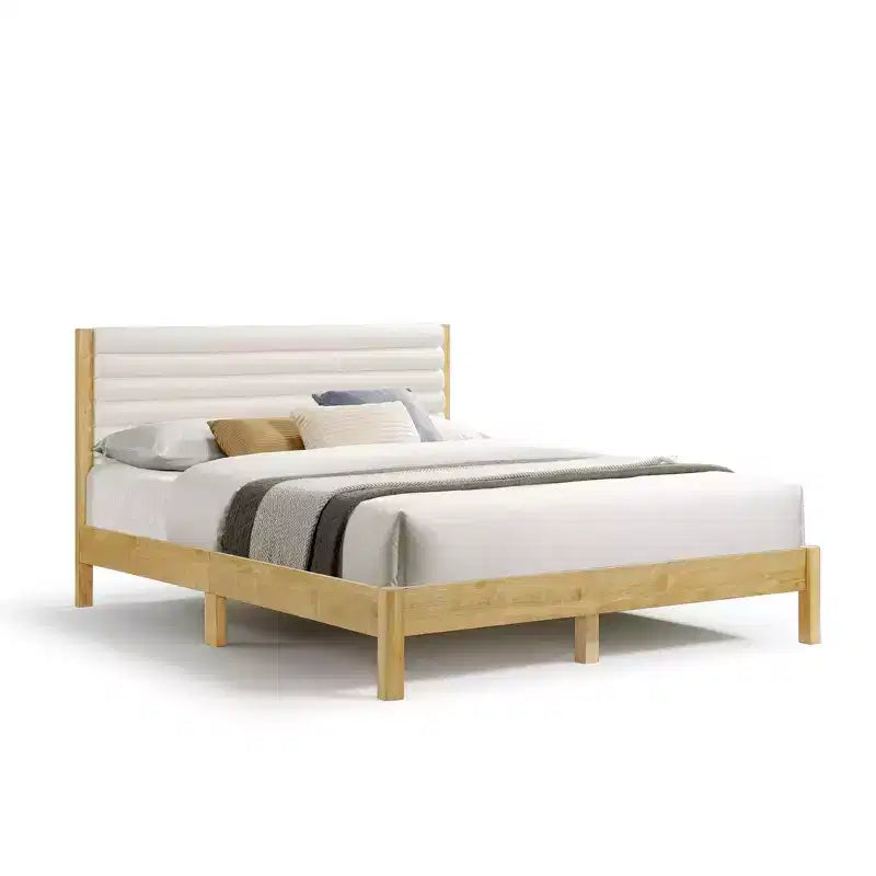 Lit plateforme Queen Belna avec revêtement en tissu bouclette, sommier tapissier non requis