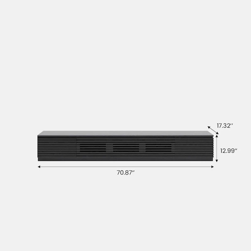 Meuble TV minimaliste avec tiroirsConsole multimédia en bois massif avec placards, porte abattante, placage noyer, entièrement assemblé