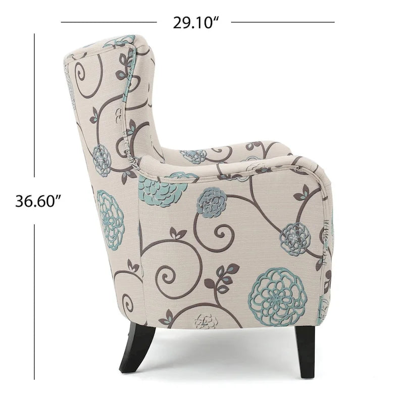 Fauteuil rembourré à dossier haut avec pieds en bois Modern Retro 30.25 pour le salon