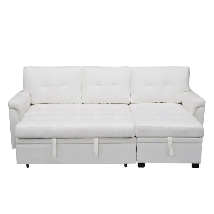 Canapé d'angle réversible avec lit gigogne, méridienne de rangement, pieds durables,