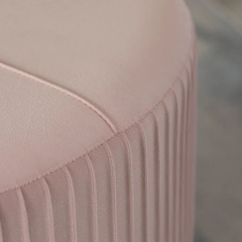 Tabouret pouf rond en velours surélevé avec base dorée épingle à cheveux